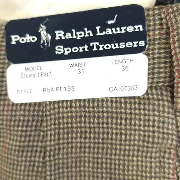 Vtg Polo Ralph Lauren Pants Men's 31x36 Wool Multicolor Stewart Sport Trousers - Picture 6 of 12